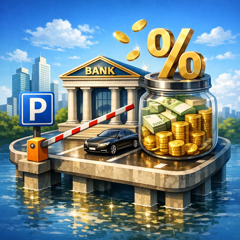 제1금융권의 높은 신인도와 금리 혜택을 상징하는 시중은행 파킹통장 상품 이미지