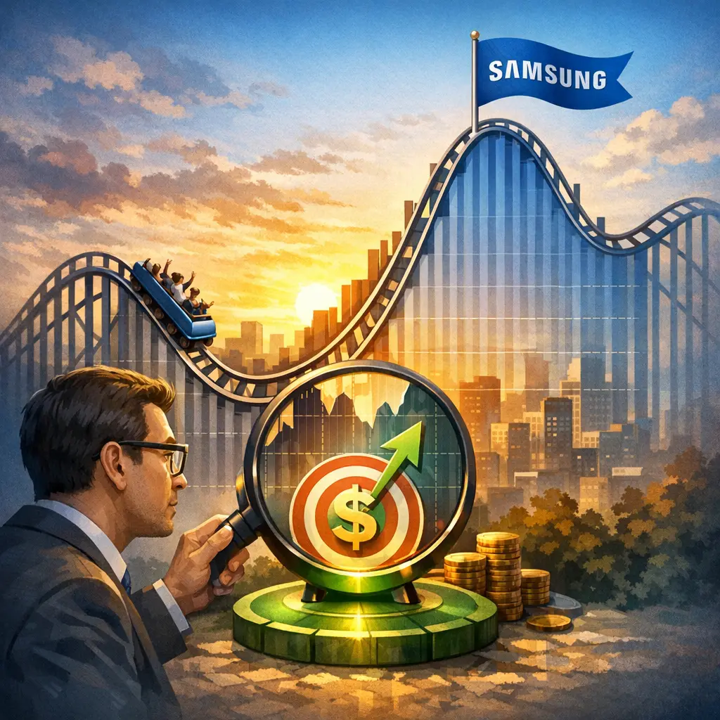 삼성전자 주가 변동 차트와 전문가의 매수 적정가 분석 일러스트