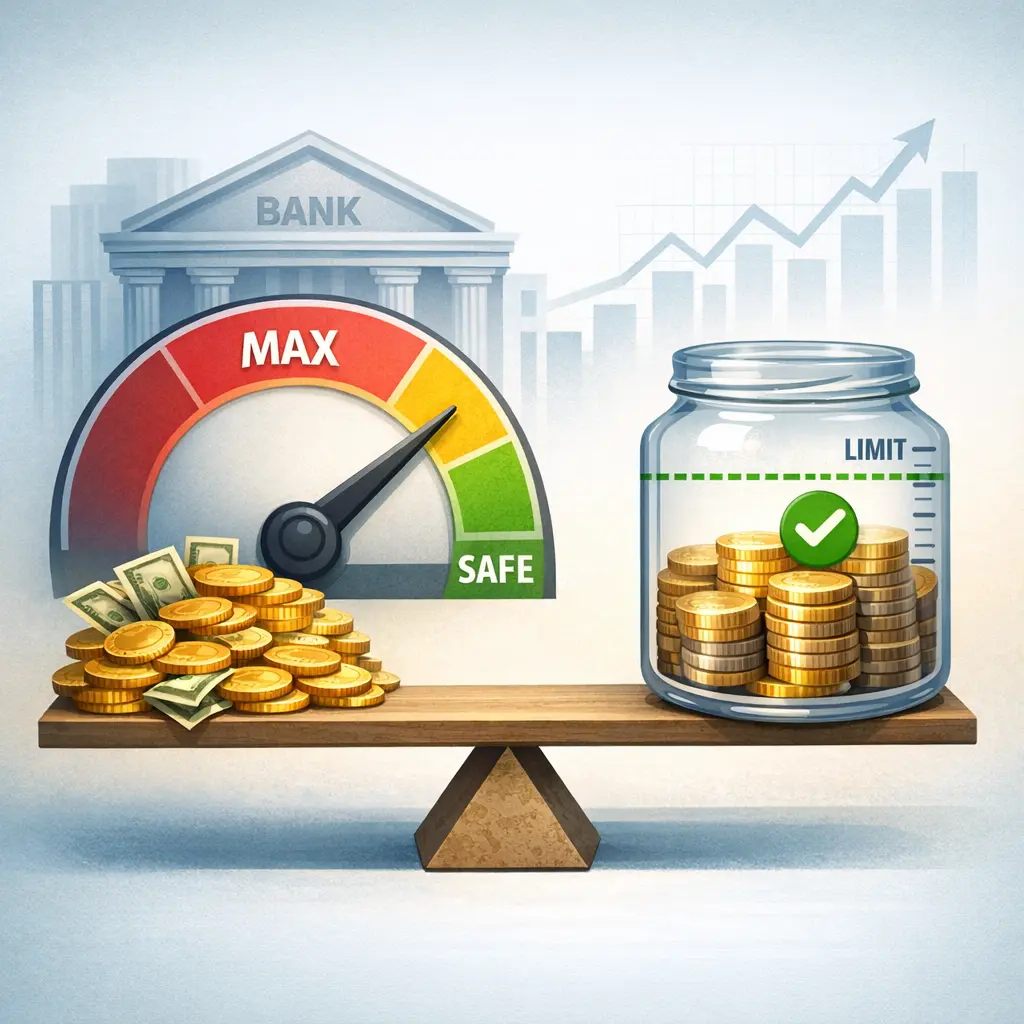 효율적인 신용도 관리를 위한 대출 한도 대비 적정 잔액 유지 비율 인포그래픽